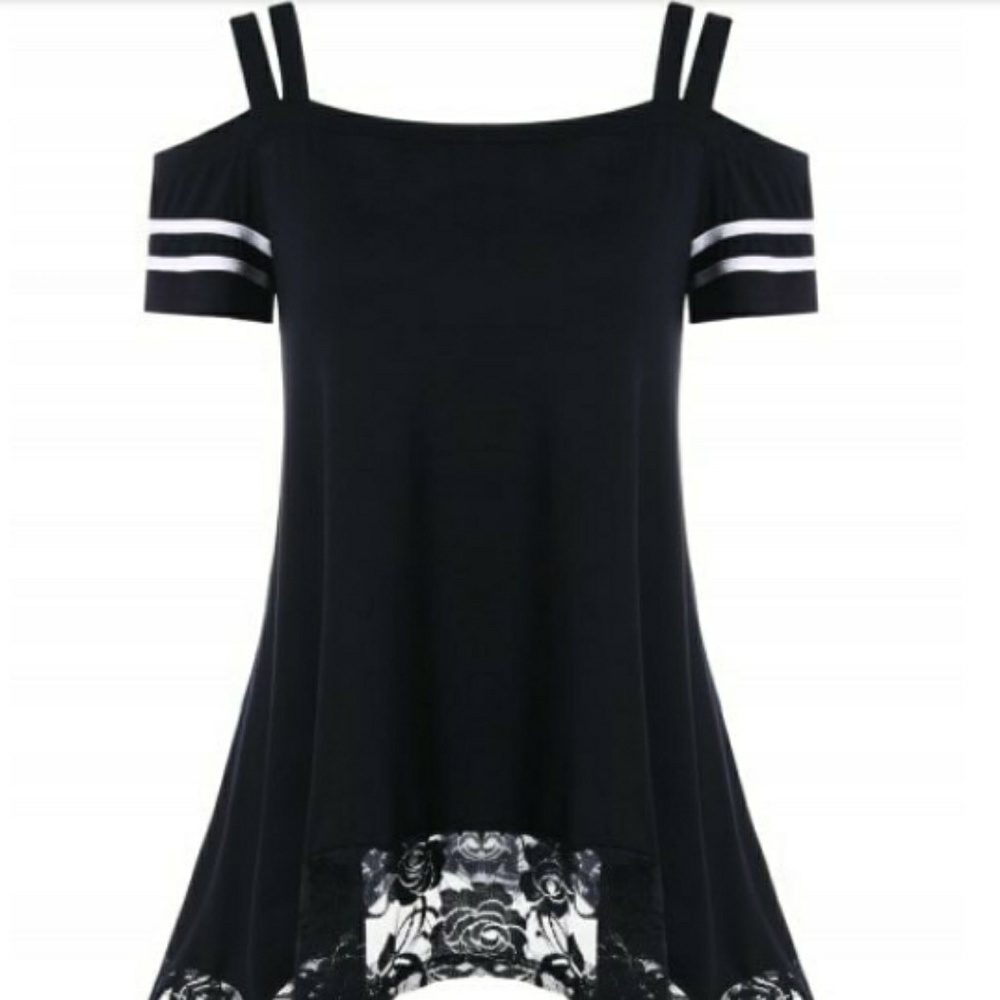 Asymmetric Swing Open Shoulder Shirt